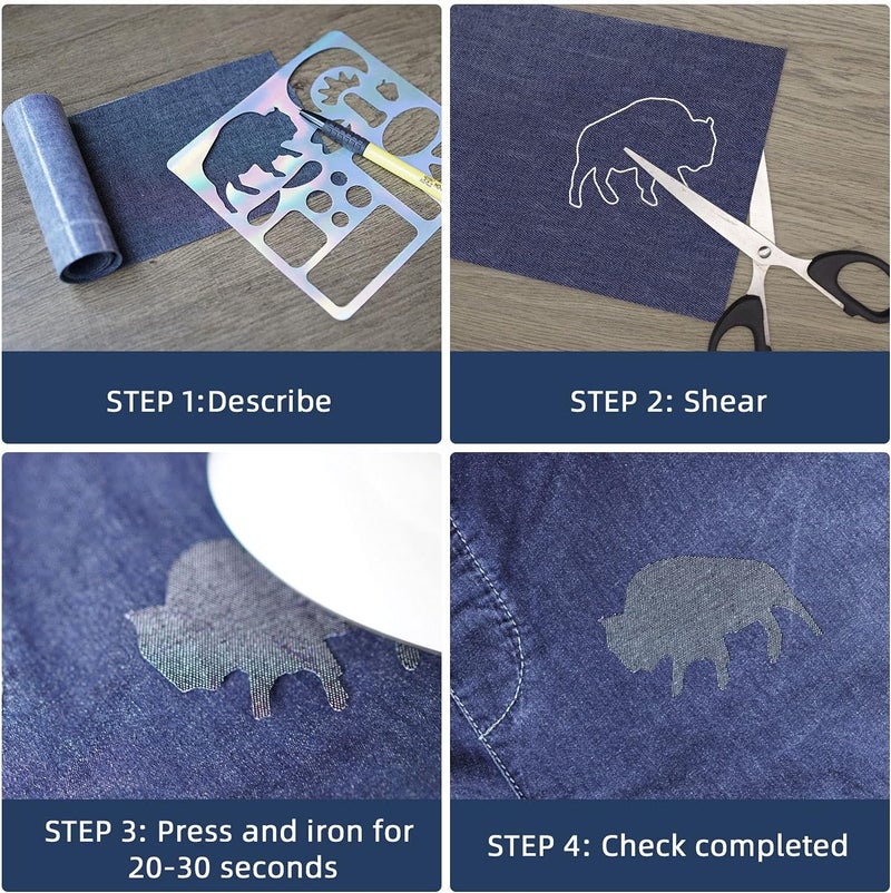 Azobur Iron on Patches for Clothing Repair, Jean Patches for Inside and Outside, Sew on Iron on Denim Patches for Jeans Kits 4"x 60"(10.5cm x 152.5cm)（Black No. 1） - Image 4